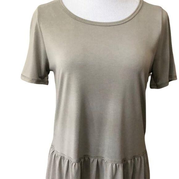 Mote gray green peplum with lace up detail back S - Picture 2 of 7